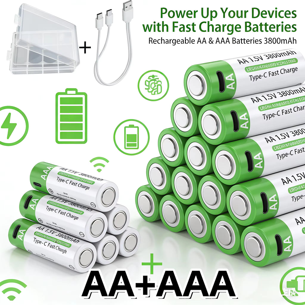 2026 NEW Lithium-Ion Battery Type-C Rechargeable High-Capacity AA&AAA Battery For Remote Control, Mouse, Electric Toys