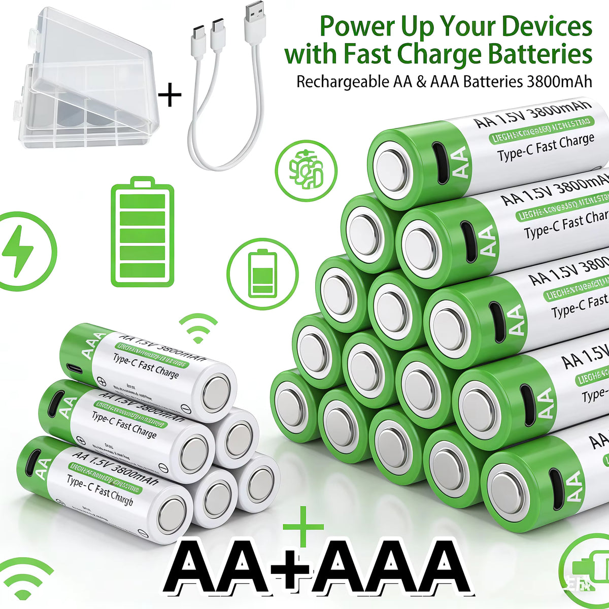 2026 NEW Lithium-Ion Battery Type-C Rechargeable High-Capacity AA&AAA Battery For Remote Control, Mouse, Electric Toys
