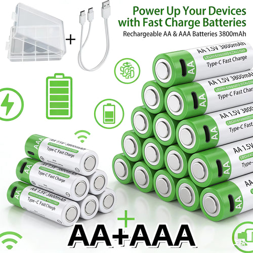 2026 NEW Lithium-Ion Battery Type-C Rechargeable High-Capacity AA&AAA Battery For Remote Control, Mouse, Electric Toys