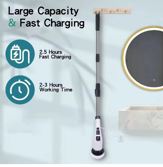 Electric Cleaning Brush:9-in-1 Head,Rotates Flexibly Multifunction Tool for Bathroom, Floors, Corner Gaps and Shower Room Glass.